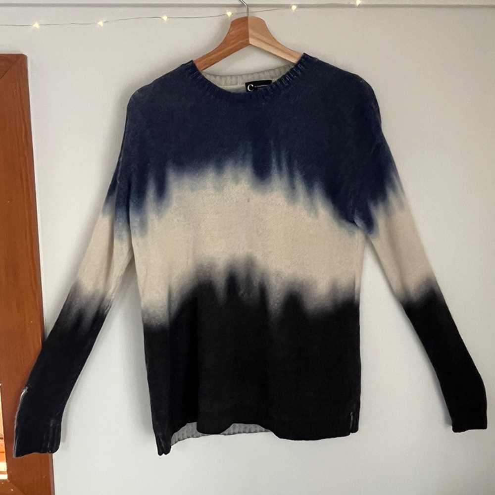 100% Cashmere Blue & White ombre gradient sweater: Size S